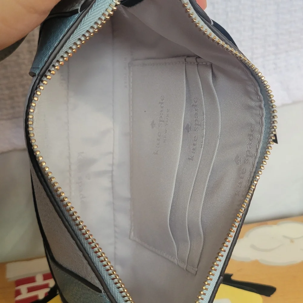 kate spade Two-Tone Light Blue Leather Clutch Bag - Picture 6 of 10